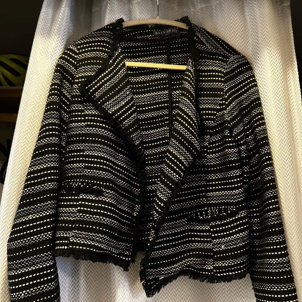 Black and White Striped Women's Jacket